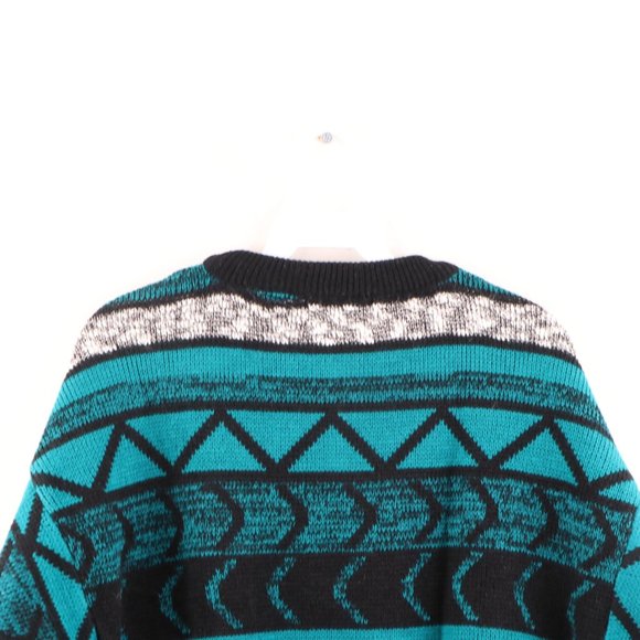 Fresh Prince Geometric Leather Trim Sweater - Picture 6 of 7